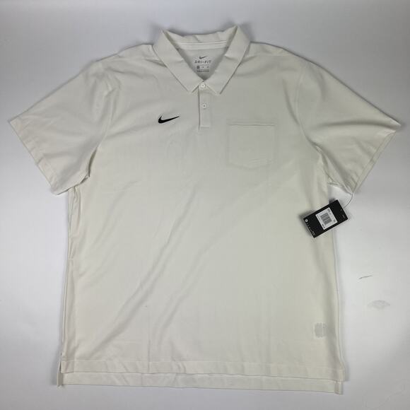NWT Nike Dri Fit Collared Short Sleeve White Lightweight Polo Shirt Mens 2XL - Picture 1 of 11